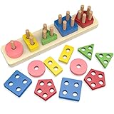 Montessori Toys for 1 2 3-Year-Old Toddlers, Wooden Sorting Stacking Toys for 12- 24 Months Baby,...