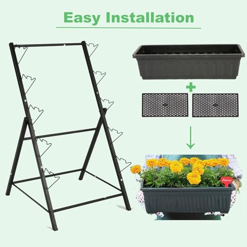 Homdox 5-Tier Elevated Garden Bed- Freestanding Vertical Raised Bed for Gardening with 5 Garden Planter Boxes- Perfect to Grow Vegetables Herbs Flowers Indoor(Black)