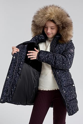 Image of SOLOCOTE Girls Puffer Winter Coat Fake-Down Fur Hood Fleece Lined Heavyweight Water-Resistant Jacket