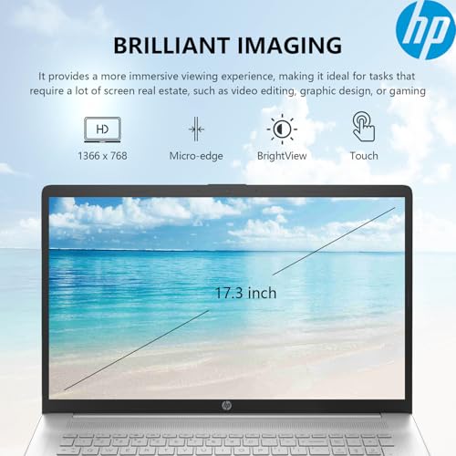 Image of HP 17 Inch Touchscreen Laptop Computer, 17.3 inch HD+ Touch Screen Laptop, Intel Core i7, 64GB RAM 2TB SSD, Windows 11 Pro, Backlit KB, FP, Number Pad