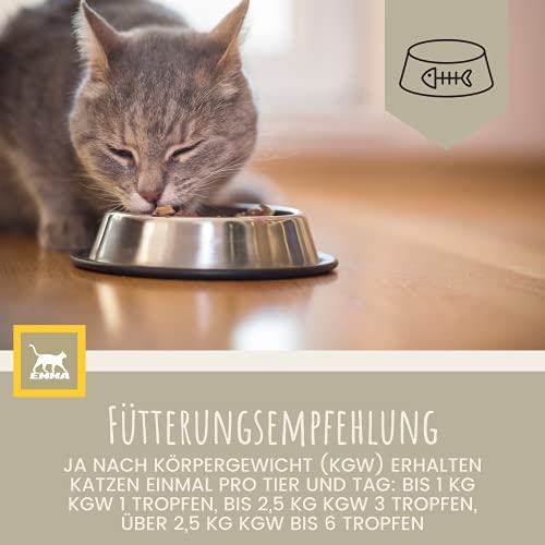 EMMA Katzen Vitamine Multivitamin 100 ml | Vitamin B Komplex mit B12 B6 B1 A D3 E | Mineralien Folsäure Eisen Zink Selen & L-Lysin | Immunsystem stärken, Fell & Stoffwechsel Katze