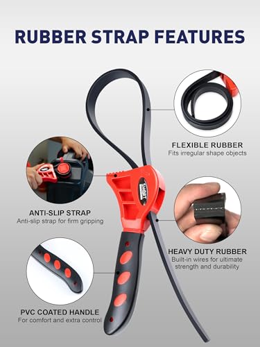 SMART JERRY - Rubber Strap Wrench Plumbing | 2-Pack Rubber Belt Wrenches for Shower Heads, Oil Filter, Pipes & Drain | Adjustable Shower Head Wrenches | Oil Filter Strap Wrench - Image 4