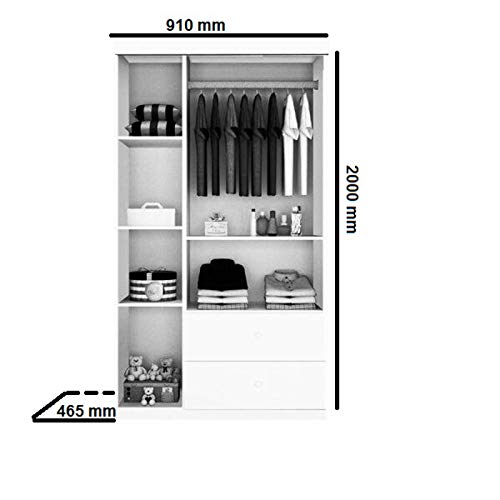 Guarda-Roupa 3 Portas 2 Gavetas Alvin Branco - JeA Móveis