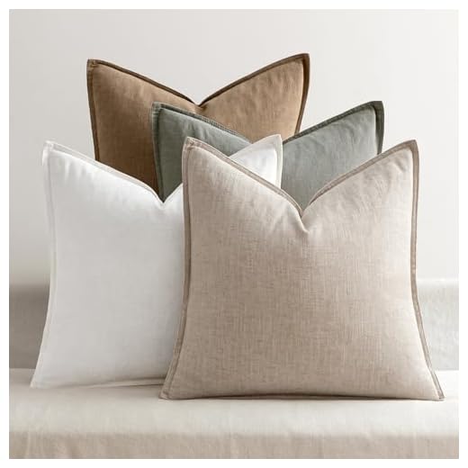 MIULEE Neutral Linen Pillow Covers Pack