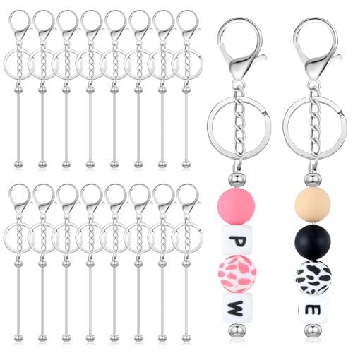 El Mejor Listado de Kits de fabricación de abalorios - los preferidos. 50 16 llaveros con abalorios, llavero con abalorio de metal, llavero en blanco, kit de fabricación de abalorios, barras de llavero para abalorio a granel para colgantes, llaveros,...