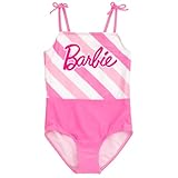 Barbie Little Girls One Piece Bathing Suit Pink/White 4