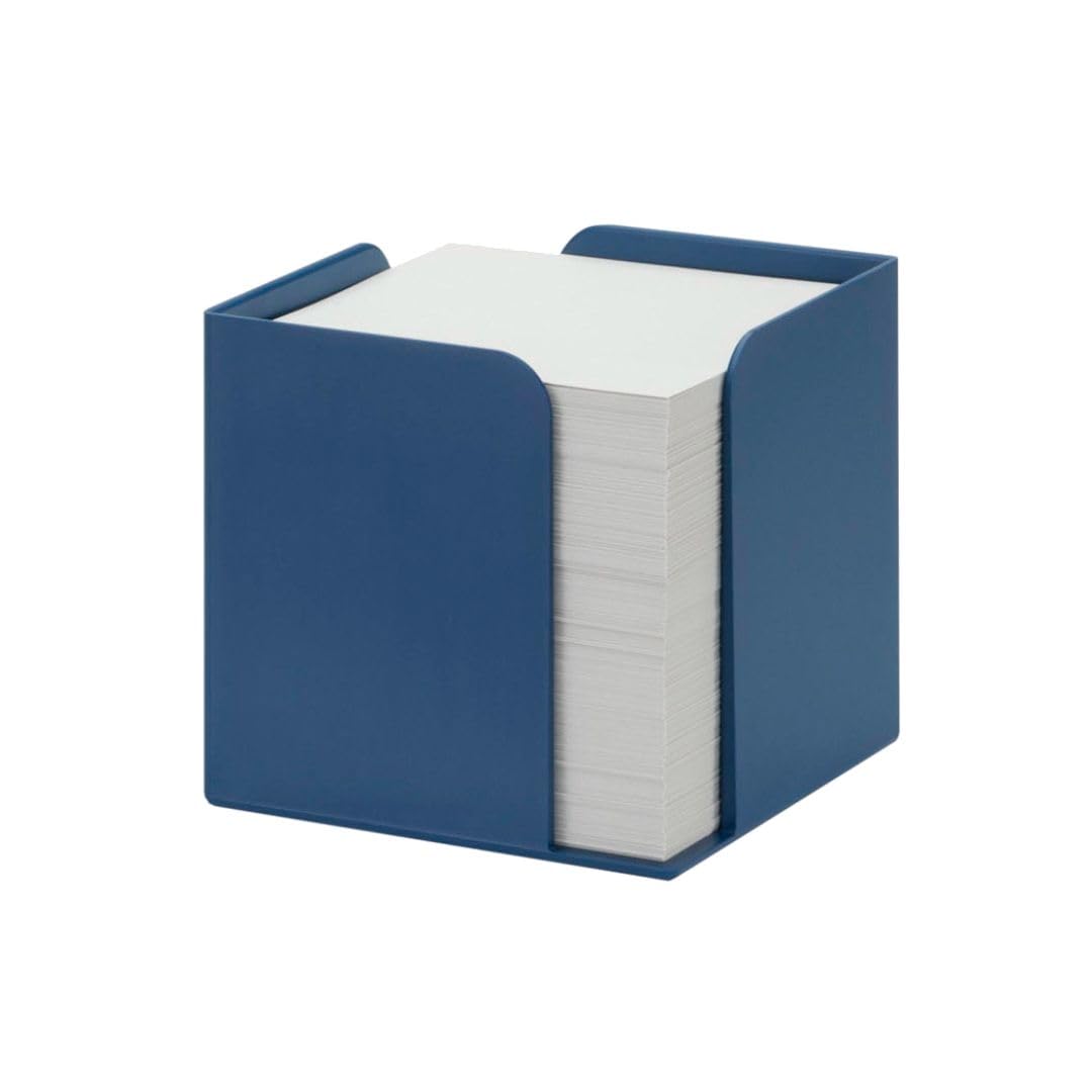 Jalema 2299172092 Zettelwürfel Re-Solution, aus 100% Recycling-Kunststoff, Blauer Engel zertifiziert, Zettelbox, Zettelkasten, Notizbox für Büro, inclusive 850 Blatt holzfreies 80g/qm Papier, blau
