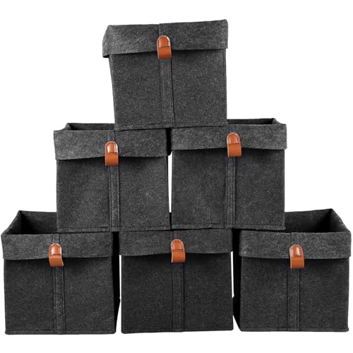 Cubos de almacenamiento plegables de tela, 6 cajas de almacenamiento de 23 x 23 x 26 cm, cestas de almacenamiento para estantes, cajas de almacenamiento plegables de 12 L con anillo colgante, cajas de
