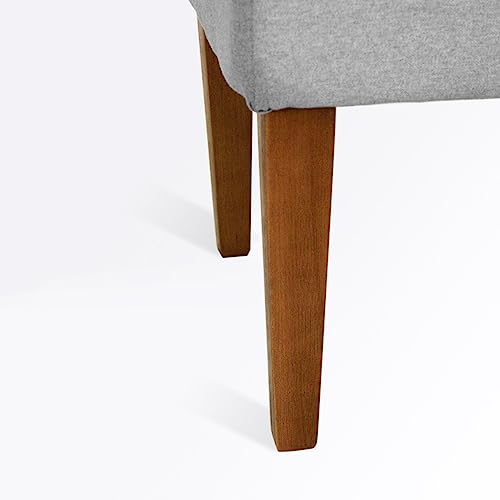 Puff Quadrado Decorativo de Linho para Sala de Estar - Cinza Claro