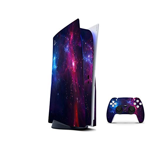PS5 Skin for Console and 2 Controllers by ZOOMHITSKINS, Same Decal Quality for Cars, Comets Stars Galaxy Space Universe Black, High Quality, Durable, Bubble-free, Compatible with PS5 W Disk, USA Made