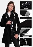 ATLASLAVA Regenjacke Damen Lang Wasserdicht Kapuze Regenmantel übergangsjacke Trenchcoat Outdoor Mantel Schwarz M