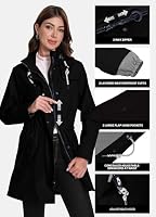 ATLASLAVA Regenjacke Damen Leicht mit Kapuze Mittellang Elegant – Ansicht 6