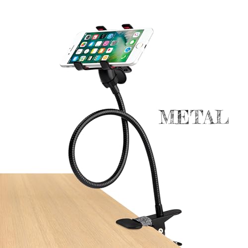 Image of LikeStar Flexible Long Arm Mobile Holder with Strong Metal Clip - 360 Rotating Phone Mount for Desk, Bed, Car & Table - Universal Adjustable Clamp for All Smartphones - Sturdy & Hands-Free Stand