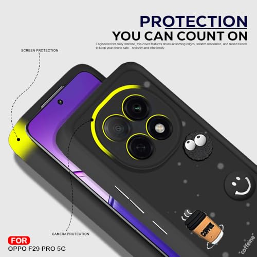 Image of AESTMO Back Case Cover for Oppo F29 Pro 5G | Cute Fun Cartoon 3D Ball | Coffee Silicone Case | Full Body Protection | Camera Protection Back Cover for Oppo F29 Pro 5G (Black)