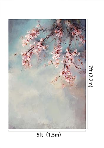 Kate Backdrop Photography 5x7ft/1.5mx2.2m Hand Painted Art Pink Flower Photo Shooting Blue and White Abstract Backdrop for Family Party Microfiber Background for Portraits - Image 3