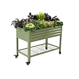 Rolling Elevated Raised Garden Bed-V Series, 2' x 4' Garden Beds with Legs & Storage Rack for Patio & Porch, 700 Lbs Weight Capacity, Outdoor Planter Box for Vegetables Flower Herbs, Olive Green