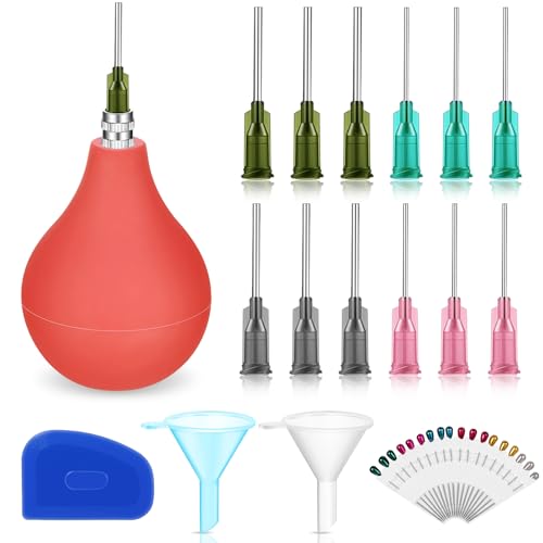 Dandat 34 Pcs Pottery Tools Supplies Ceramic Precision Applicator Slip Trailing Bottles Ceramic Precision Tips Applicator 3 Ounce Clay Tools Set Needle Tip Squeeze Bottle for Pottery Glaze (Brown)