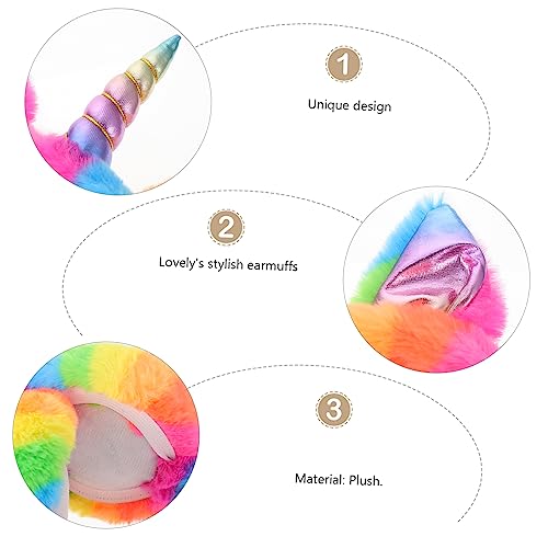 Didiseaon Unicorn Earmuffs Unicorn with Babies Cartoon Hard Hat Ear Muffs Unicorn Hat Ear Muffs Winter Costume2