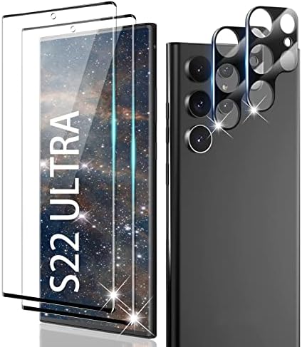 Galaxy S22 Ultra Screen Protector [2+2 Pack] Camera Lens Protector, Fingerprint Unlock Support, HD Tempered Glass, Touch Sensitive, Anti Scratch, for Samsung S22 Ultra 5G Glass Screen Protector