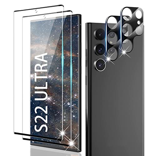 Galaxy S22 Ultra Screen Protector [2+2 Pack] Camera Lens Protector, Fingerprint Unlock Support, Hd Tempered Glass, Touch Sensitive, Anti Scratch, For Samsung S22 Ultra 5G Glass Screen Protector #TOP21