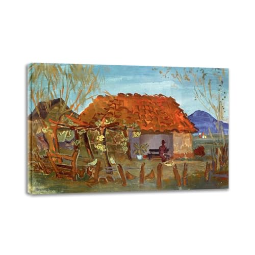 Tableau Boris Grigoriev reproduction paysage abstrait 75x50cm avec cadre intérieur pour salon
