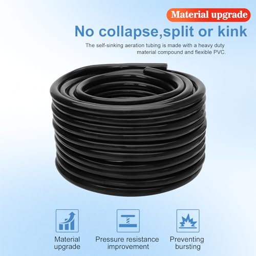 3/8 Inch Self Sinking Aeration Hose,20Ibs,100 Feet Weighted Tubing,Weighted Self-sinking Hose,Pond Air Explosion Hose for Ponds, Aquaculture, Aquarium, Fountains Sinking Hose,Underwater Aeration Hose