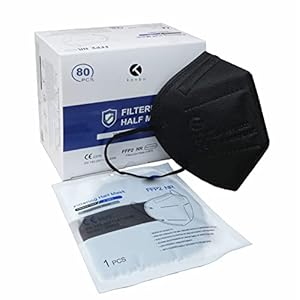 80 stuks FFP2-maskers CE-gecertificeerde filtratie met hoge dichtheid 5 lagen individueel verzegeld (zwart)