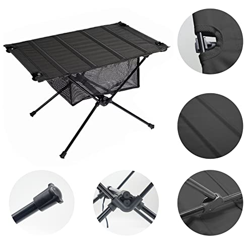 West Tune Portable Folding Camping Table,Oxford Cloth Small Camping Tables For Outdoor,Picnic Table That Fold Up Lightweight,Compact Camp Table For Indoor,Bbq,Hiking,Fishing,Beach Table,Black-Black #TOP3