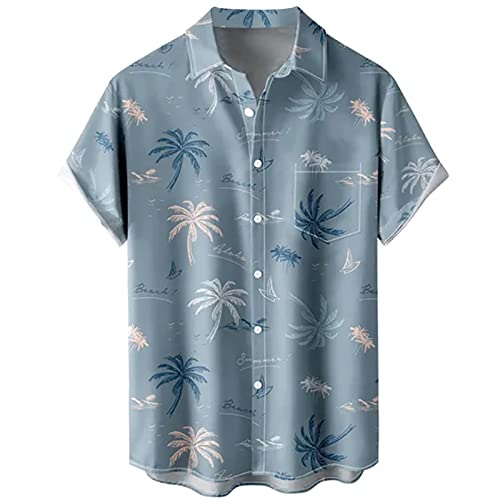 [Stabbon] プリントTシャツ メンズ アート アニメ 虎 アロハシャツ 半袖 大きいサイズ S-5XL ハワイ 夏 シャツ 開襟 ストライプ 夏服 ビッグシルエット 総柄 シャツジャケット 汗染み防止 Tシャツ 人気 イベント 冷感 (ブルー38,L)の商品画像（Amazon）