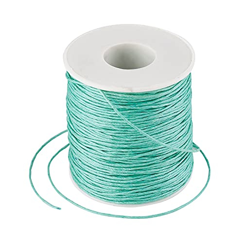 100 Yards Aquamarine Waxed Cotton Cord Threads Braided Beading Cord Strings Bracelet Necklace Wire 1mm with Spool for DIY Sewing Jewelry Crafts Making Macrame Supplies