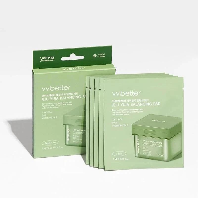 [vvbetter] Jeju Yuja Hydration Face Balancing Pad 7mL x 10 Pads -Travel Size, Korean Skincare for mosturizing, Cleaning, Toning, Advanced Korean Skincare