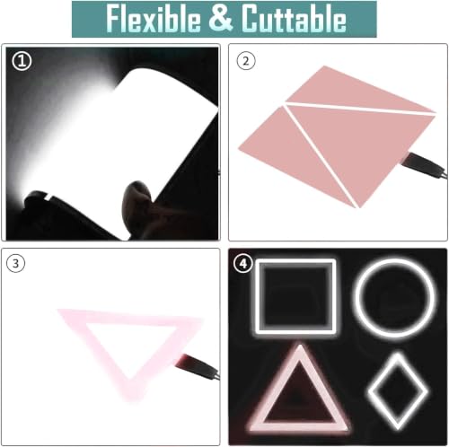 Image of Flexible Led Panel,Electroluminescent Panel Sheet EL Tape Cuttable Soft for Mask Eye Cosplay Party Decor DIY-Continuous /Slow Flash /Fast Strobe White 10x10cm