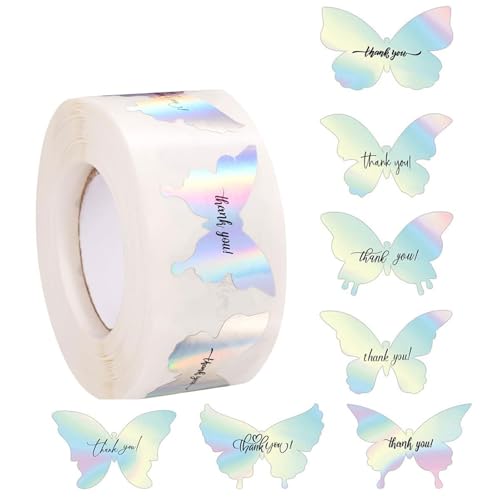 1 rollo de calcomanías coloridas con temática de mariposa, prácticas etiquetas coloridas, ideales para mejorar artículos de papelería y actividades de manualidades, calcomanía impermeable