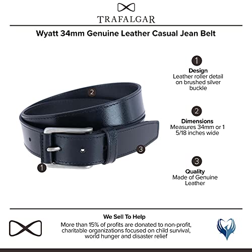 Trafalgar Men's Wyatt 35mm Genuine Leather Casual Jean Belt2