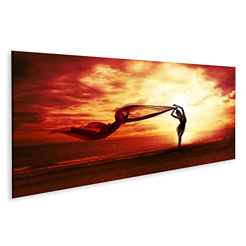 islandburner ISBN   Cuadro en lienzo con silueta de mujer sexy sobre el cielo rojo del atardecer sensual playa fem ISBN cuadros impresiones imágenes mural decoración de pared