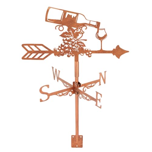 SUPERDANT Grape Weather Vane for Roof Mount Wine Bottle Metal Weathervane Wind Vanes for Outside Roof Decor Black Wind Decorative Signs for Farmhouse Yard Farm Barn Sheds Garden Patio Red Copper