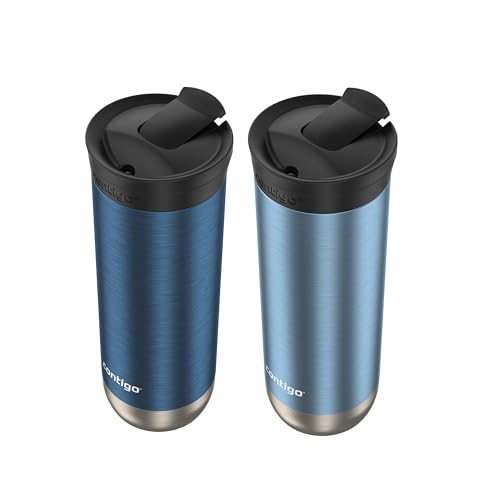Image of Contigo Byron 2.0 Stainless Steel Travel Mug, 16 oz, 2-pack, Blueberry; Glacier