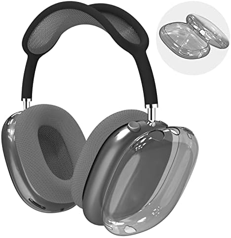 Galafoki for AirPod Max Case Cover, Clear Soft TPU Anti-Scratch Protective Case Cover, No Yellowing Transparent Accessories for Apple AirPods Max (Clear Black)
