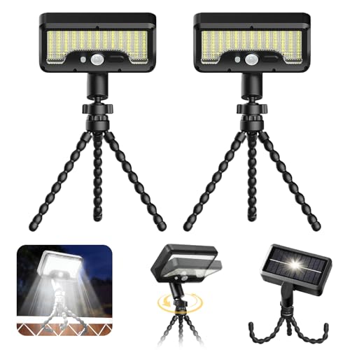 Vividorad 2個セット 人感センサー ソーラーライト 屋外 IP65防水 昼光色 92LED 1500mAh 【最大12時間連続照明可能】フレキシブル三脚付式 ソーラー 人感センサーライト 360度調整ランプ 3つ知能モード 600ルーメン超高輝度 自動点灯消灯 ベランダ 玄関 駐車場 ガーデン 柵 庭 廊下 地震 津波 停電/防災/台風/雪の日/雨の日対策
