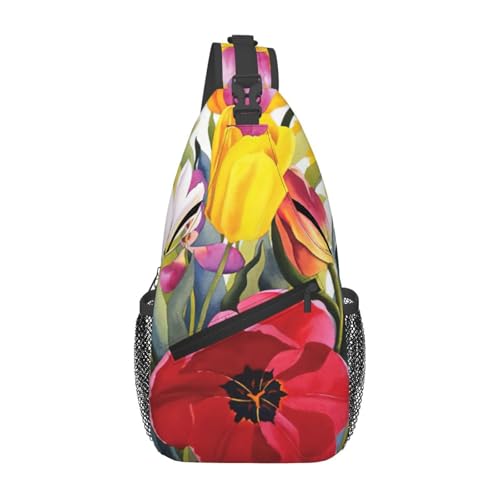 Sac à bandoulière décontracté léger Tulip Garden pour homme et femme