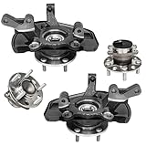Detroit Axle - FWD 4pc Steering Knuckles Kit for 2007-2017 Jeep Patriot Compass, 2007-2012 Dodge Caliber, 2 Front Steering Knuckles & Wheel Bearing Hubs 2 Rear Wheel Bearing and Hubs Replacement