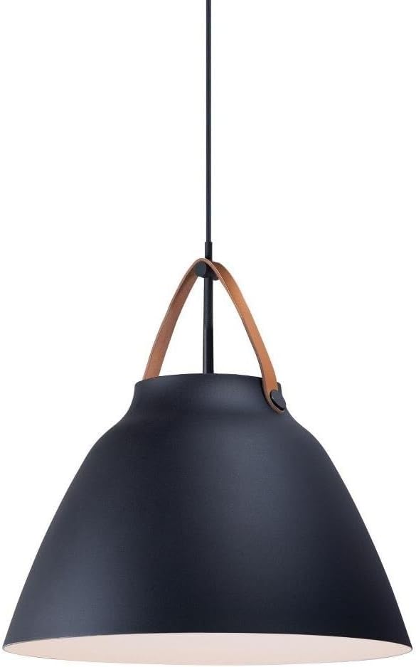 Maxim Nordic-One Light Pendant-19 Inches Wide by 17.75 inches high-Tan Leather/Black Finish -Traditional Installation