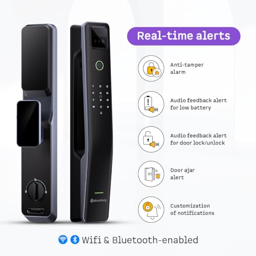 Image of Atomberg Cypheo Elite Smart Door Lock I Wi-fi Enabled | 8 Ways Unlocking | Free Installation | 2 Yrs Warranty | Face| Palm | Fingerprint | PIN | OTP | NFC Card | Atomberg Home App | Key | Cosmos Grey