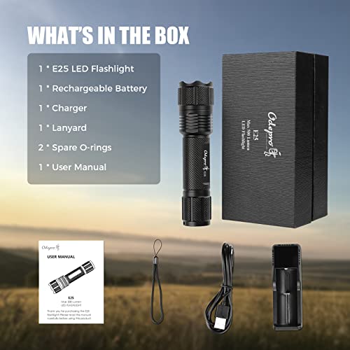 Image of E25 LED Flashlight, 500 Lumen Small Compact Bright EDC Pocket Flashlights with High /Low /SOS Light Modes, IPX6 Waterproof, for Outdoor Camping Searching Emergency
