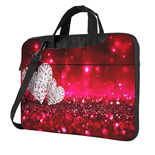 Maletín para portátil unisex con estampado de corazones blancos miniatura 1