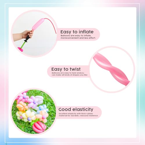 Image of Long Balloons - Pink 260 Balloons for Balloon Arch & Party Decor, 100Pcs