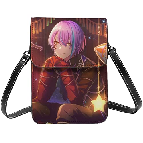 プロジェクトセカイ 神代類 スマホポーチ アニメ かわいい 散歩バッグ 持ち運びに便利 レディースショルダーバッグ Pu お財布ショルダー 斜め掛け 軽量携帯電話バッグ 長さ調節可能 肩掛けバッグ