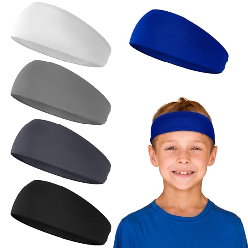 Sweatbands for Kids - 6Pcs Non Slip Breathable Kids Athletic Sweatband Football Headband for Boys...