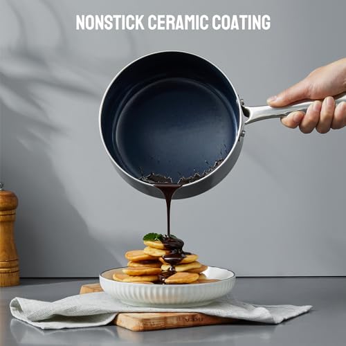 Induction Cookware Set 6-Piece, Stackable Kitchen Cooking Pots Set, 6qt 4.8qt & 2qt Pots with Lids, Dishwasher Safe & Oven Safe, Compatible with All Stoves, Black - Image 6