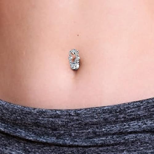 Yswujin G23 Solid Titanium Pendant Belly Button Ring14G Cz Belly Navel Rings,Cubic Zirconia Navel Rings Belly Button Body Piercing Jewelry (2 Pendants - Top, Titanium) #TOP3